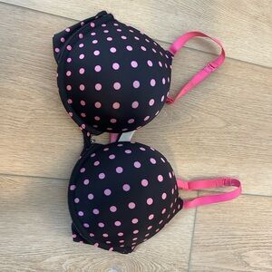 Frederick's of Hollywood Pink and Black Polka Dot Bra